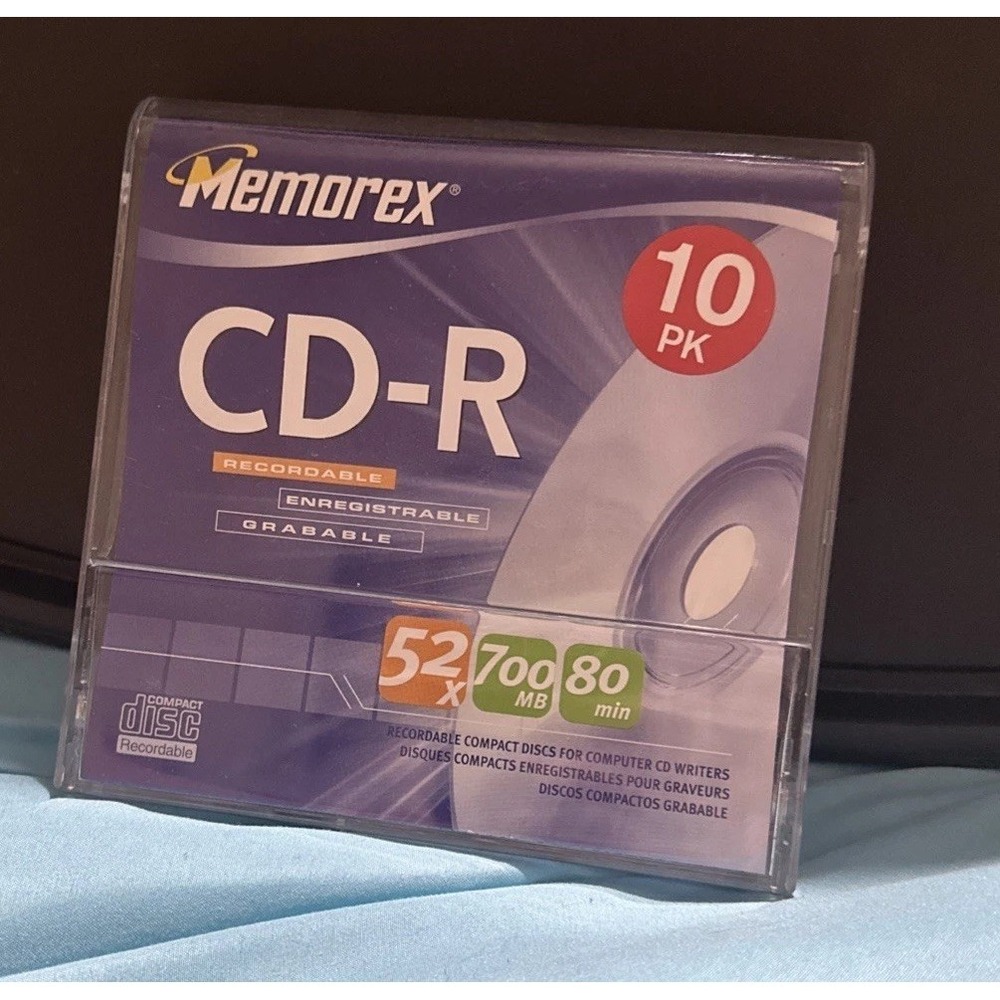 Memorex CD-R (9 )Pack 52x 700MB 80min Blank Recordable Discs Slim Case Retro PC